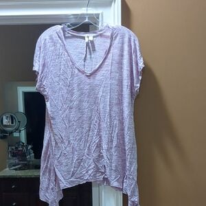 Cato Pink Purple V-Neck Women's Top Assemetrical Sz Large